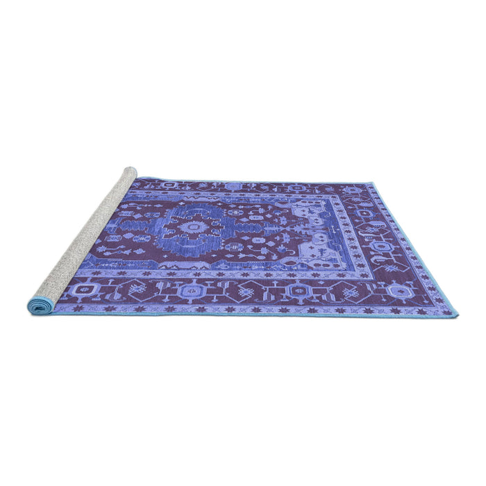 Sideview of Machine Washable Persian Blue Traditional Rug, wshtr1128blu