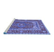 Sideview of Machine Washable Persian Blue Traditional Rug, wshtr1128blu