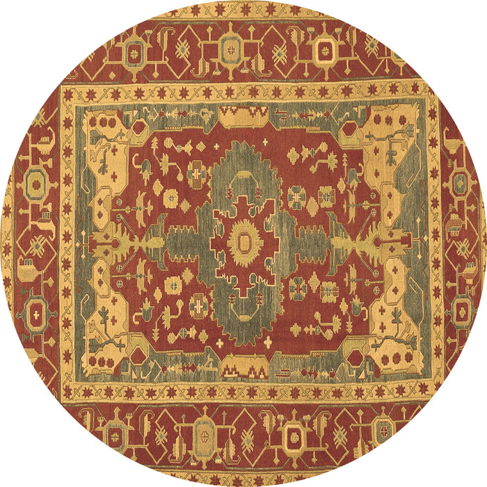 Round Machine Washable Persian Brown Traditional Rug, wshtr1128brn