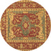 Round Persian Brown Traditional Rug, tr1128brn