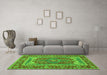 Machine Washable Persian Green Traditional Area Rugs in a Living Room,, wshtr1128grn