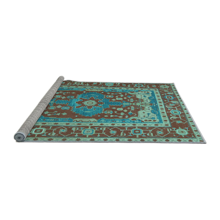 Sideview of Machine Washable Persian Light Blue Traditional Rug, wshtr1128lblu