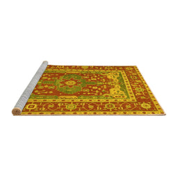Sideview of Machine Washable Persian Yellow Traditional Rug, wshtr1128yw