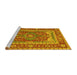 Sideview of Machine Washable Persian Yellow Traditional Rug, wshtr1128yw