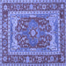 Square Machine Washable Persian Blue Traditional Rug, wshtr1128blu