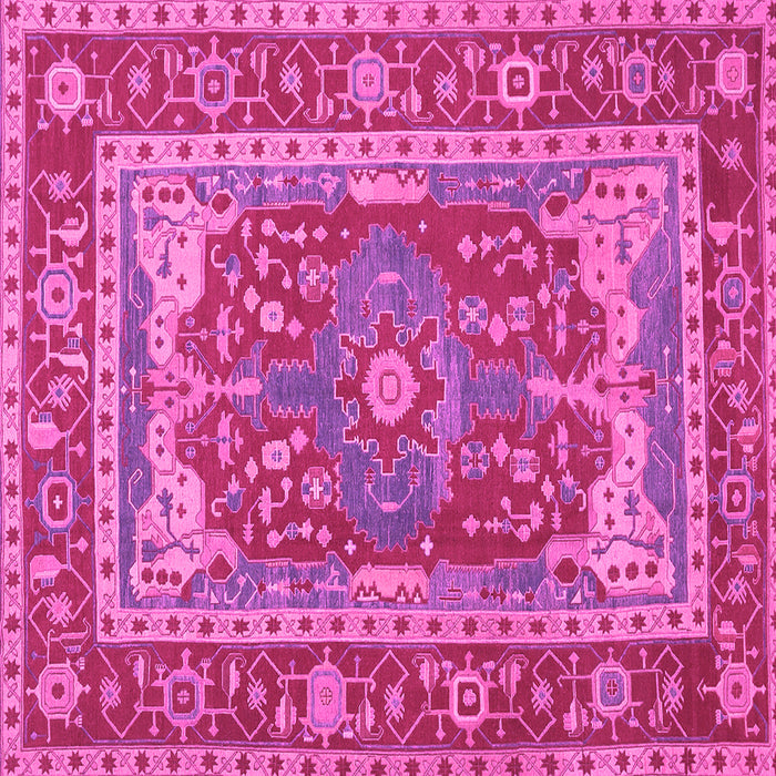 Square Machine Washable Persian Pink Traditional Rug, wshtr1128pnk