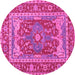 Round Persian Pink Traditional Rug, tr1128pnk