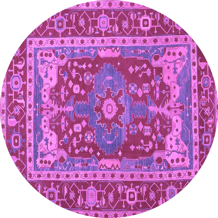 Round Machine Washable Persian Purple Traditional Area Rugs, wshtr1128pur