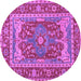 Round Machine Washable Persian Purple Traditional Area Rugs, wshtr1128pur