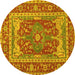 Round Persian Yellow Traditional Rug, tr1128yw