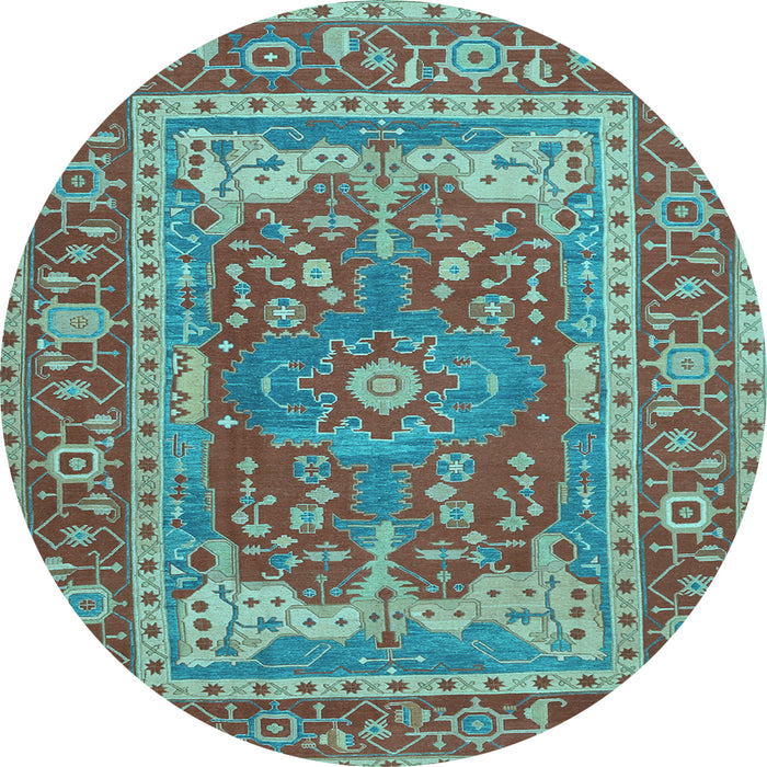 Round Persian Light Blue Traditional Rug, tr1128lblu