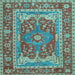 Square Machine Washable Persian Light Blue Traditional Rug, wshtr1128lblu