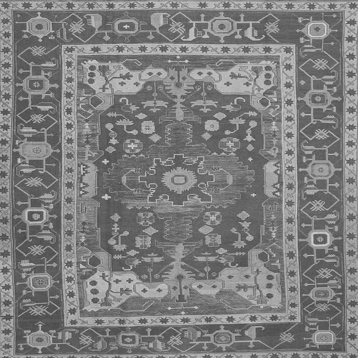 Round Machine Washable Persian Gray Traditional Rug, wshtr1128gry
