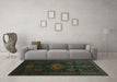 Machine Washable Persian Turquoise Traditional Area Rugs in a Living Room,, wshtr1129turq