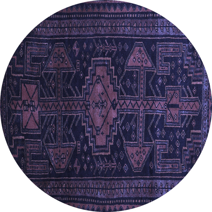Round Machine Washable Persian Blue Traditional Rug, wshtr1129blu