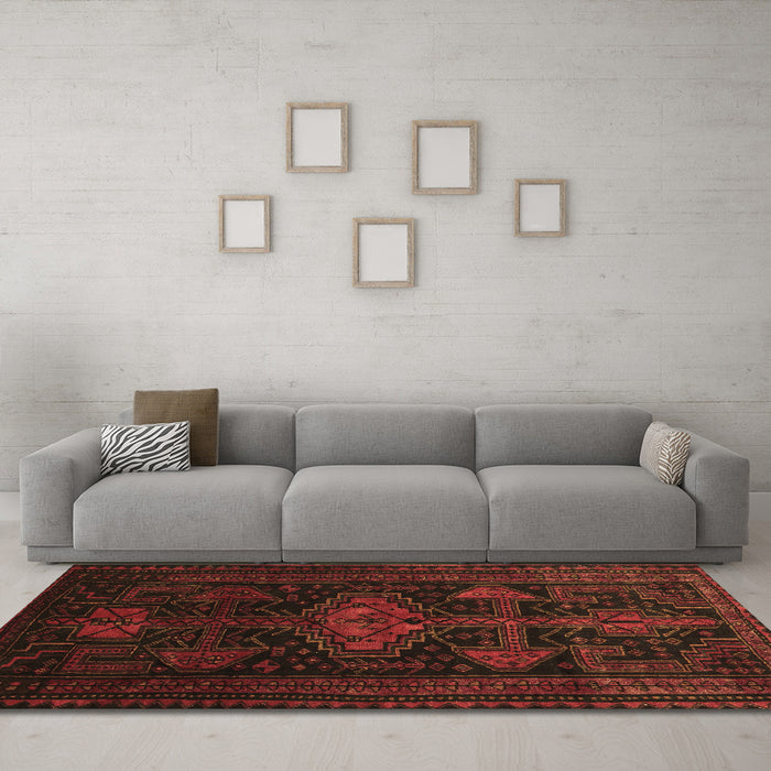 Machine Washable Persian Brown Traditional Rug in a Living Room,, wshtr1129brn