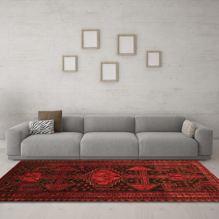 Machine Washable Persian Orange Traditional Area Rugs in a Living Room, wshtr1129org