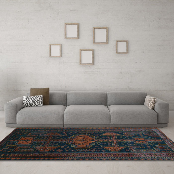 Machine Washable Persian Light Blue Traditional Rug in a Living Room, wshtr1129lblu