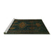 Sideview of Machine Washable Persian Turquoise Traditional Area Rugs, wshtr1129turq