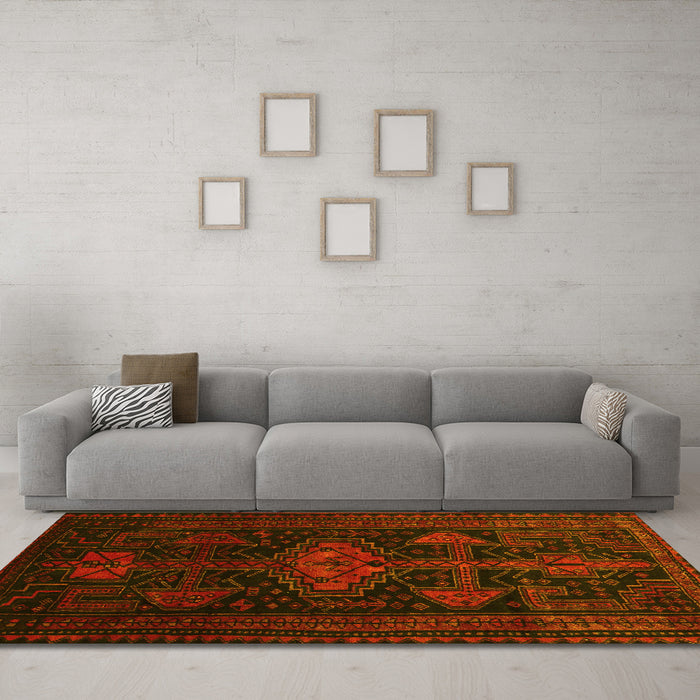 Machine Washable Persian Yellow Traditional Rug in a Living Room, wshtr1129yw