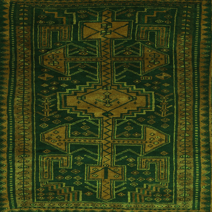 Round Machine Washable Persian Green Traditional Area Rugs, wshtr1129grn