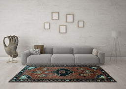 Machine Washable Persian Light Blue Traditional Rug in a Living Room, wshtr112lblu