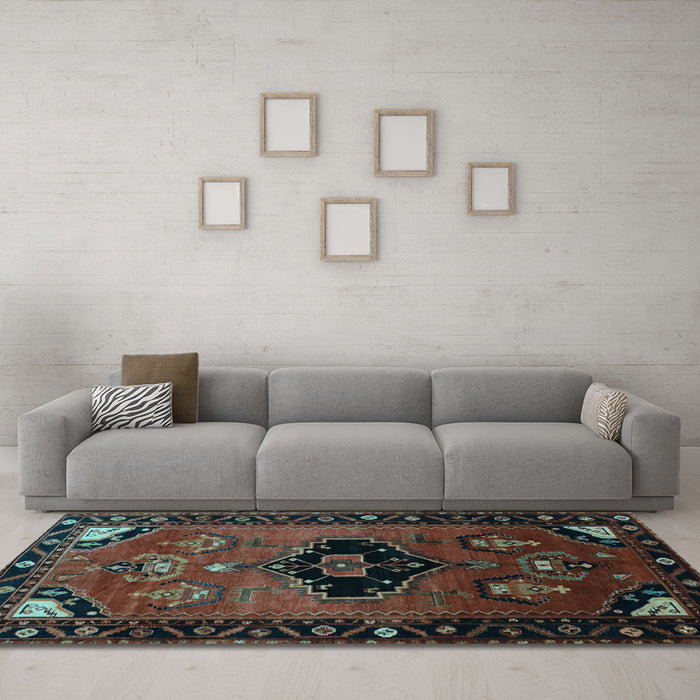 Machine Washable Persian Light Blue Traditional Rug in a Living Room, wshtr112lblu