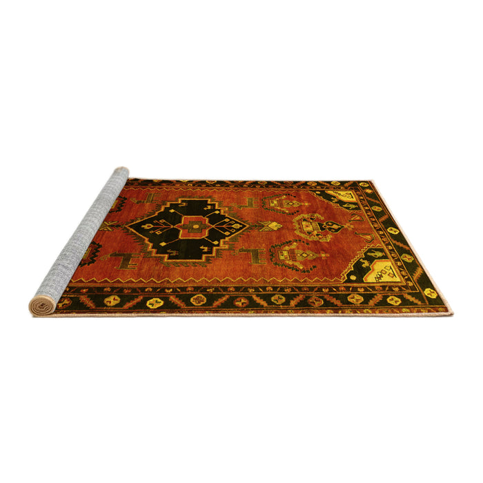 Sideview of Machine Washable Persian Yellow Traditional Rug, wshtr112yw