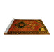 Sideview of Machine Washable Persian Yellow Traditional Rug, wshtr112yw