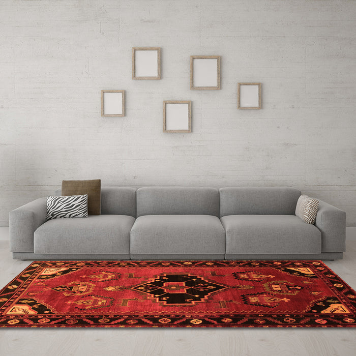 Machine Washable Persian Orange Traditional Area Rugs in a Living Room, wshtr112org
