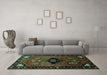 Machine Washable Persian Turquoise Traditional Area Rugs in a Living Room,, wshtr112turq