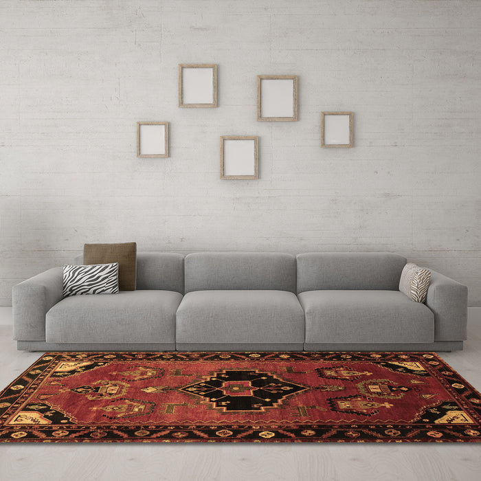 Machine Washable Persian Brown Traditional Rug in a Living Room,, wshtr112brn
