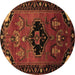 Round Machine Washable Persian Brown Traditional Rug, wshtr112brn