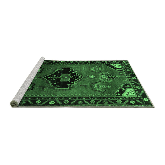 Sideview of Machine Washable Persian Emerald Green Traditional Area Rugs, wshtr112emgrn