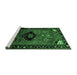 Sideview of Machine Washable Persian Emerald Green Traditional Area Rugs, wshtr112emgrn