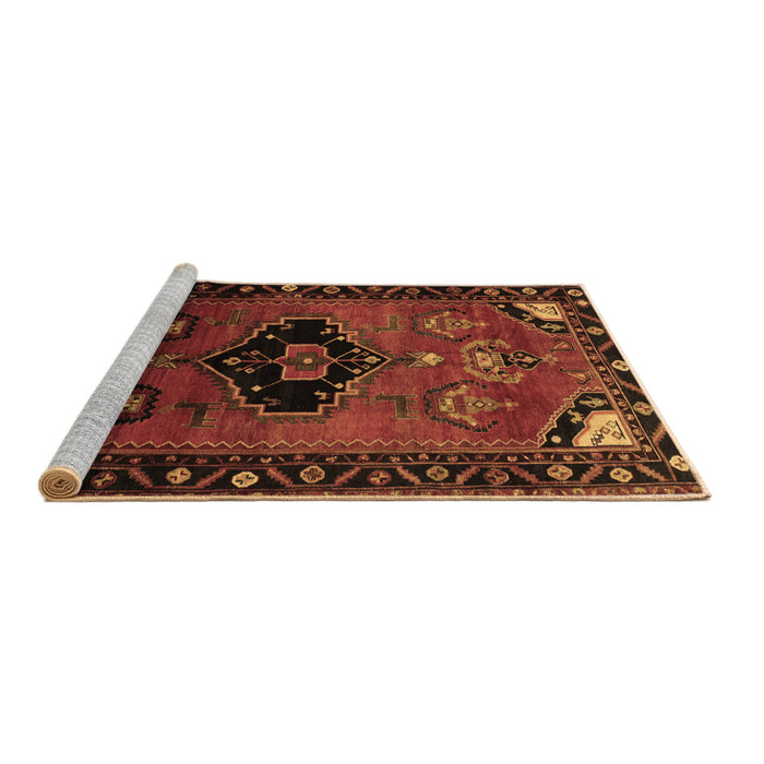 Sideview of Machine Washable Persian Brown Traditional Rug, wshtr112brn