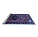 Sideview of Machine Washable Persian Blue Traditional Rug, wshtr112blu