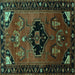 Square Machine Washable Persian Turquoise Traditional Area Rugs, wshtr112turq