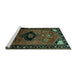 Sideview of Machine Washable Persian Turquoise Traditional Area Rugs, wshtr112turq