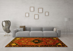 Machine Washable Persian Yellow Traditional Rug in a Living Room, wshtr112yw