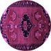 Round Machine Washable Persian Purple Traditional Area Rugs, wshtr112pur