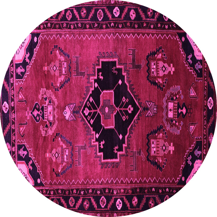 Round Machine Washable Persian Pink Traditional Rug, wshtr112pnk