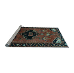 Sideview of Machine Washable Persian Light Blue Traditional Rug, wshtr112lblu