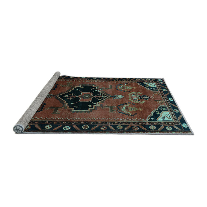 Sideview of Machine Washable Persian Light Blue Traditional Rug, wshtr112lblu