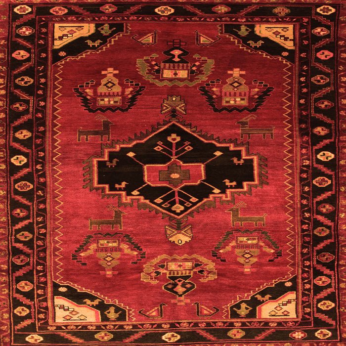 Round Machine Washable Persian Orange Traditional Area Rugs, wshtr112org