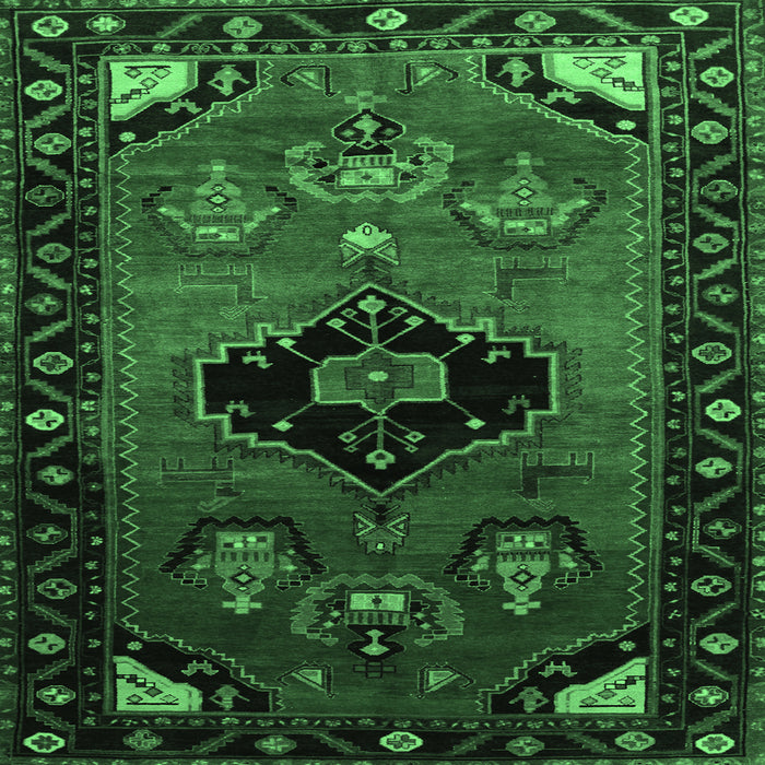Square Machine Washable Persian Emerald Green Traditional Area Rugs, wshtr112emgrn