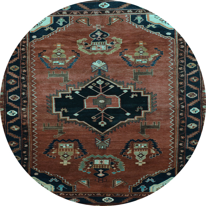 Round Machine Washable Persian Light Blue Traditional Rug, wshtr112lblu