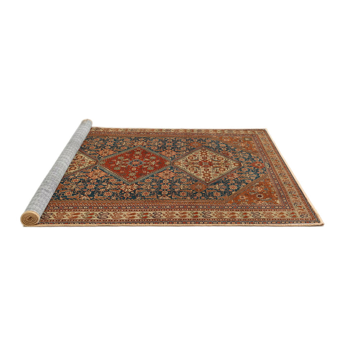 Sideview of Machine Washable Traditional Saffron Red Rug, wshtr1130
