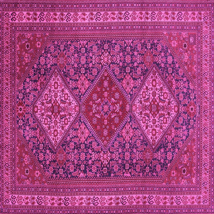 Square Machine Washable Persian Pink Traditional Rug, wshtr1130pnk