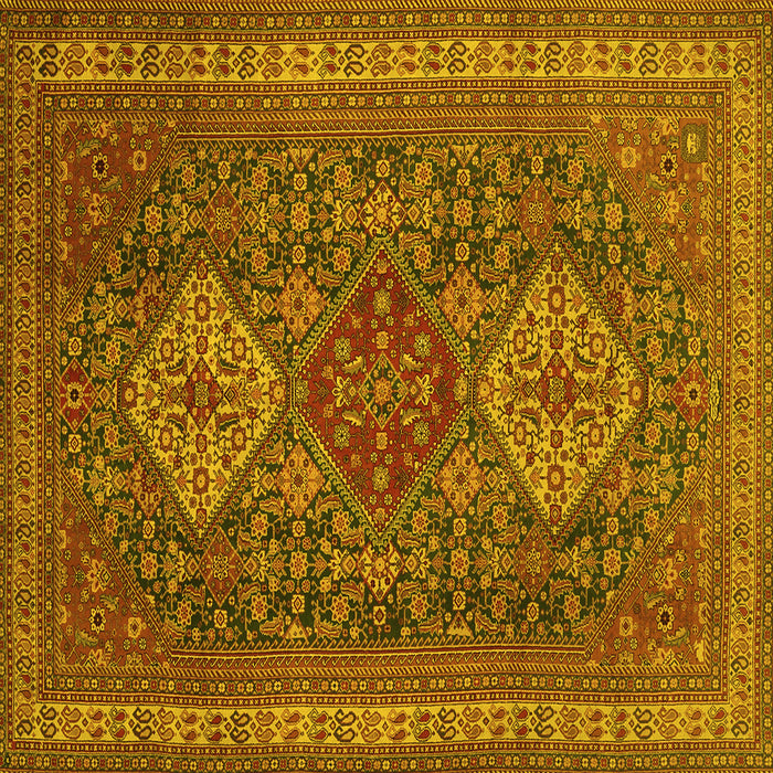 Square Machine Washable Persian Yellow Traditional Rug, wshtr1130yw